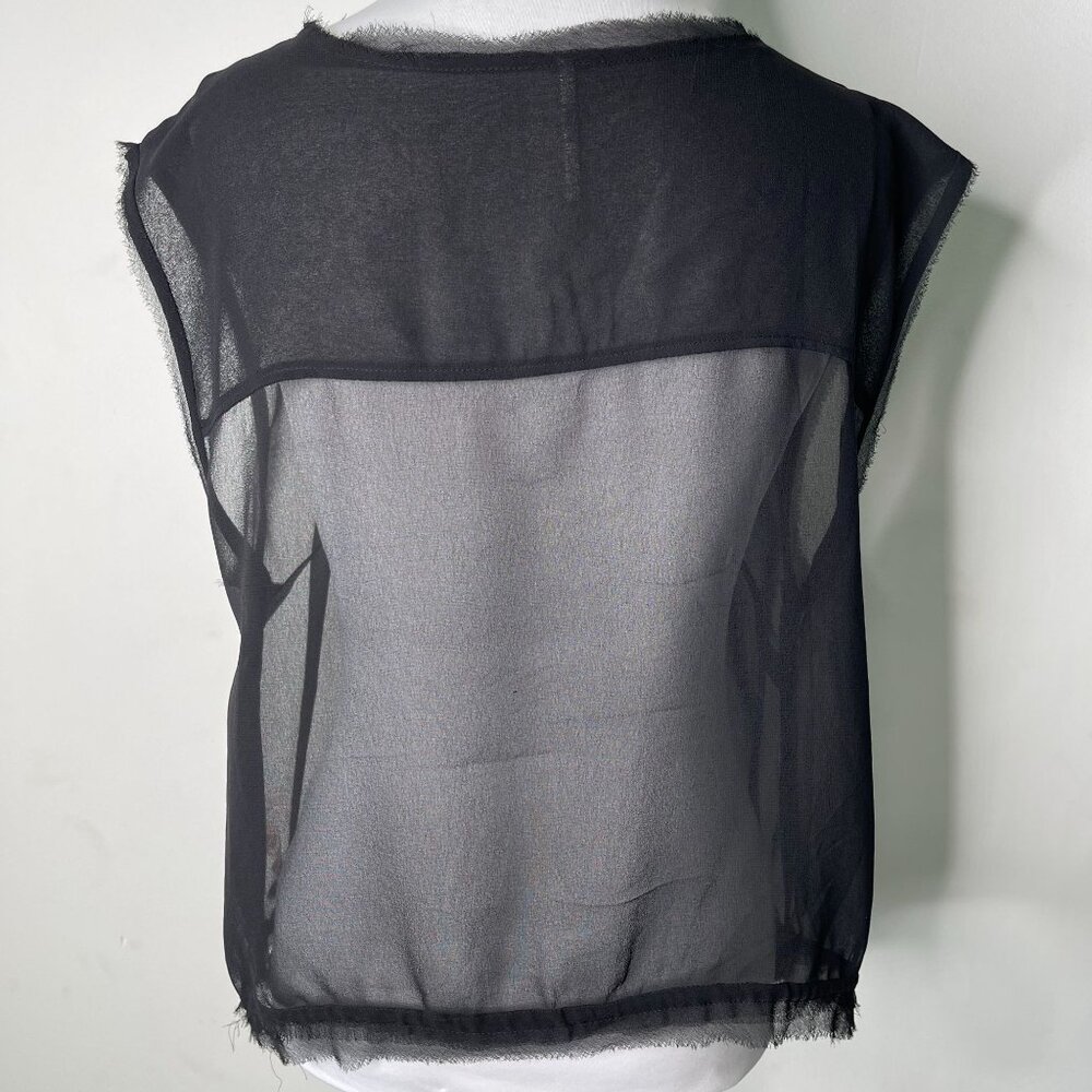 Free People Women's Black Sheer V-Neck Tank Top Size Large - Picture 4 of 12